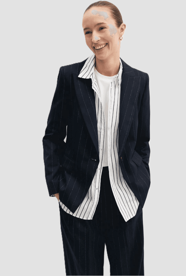 MARELLA giacca in gessato donna navy blue - 2