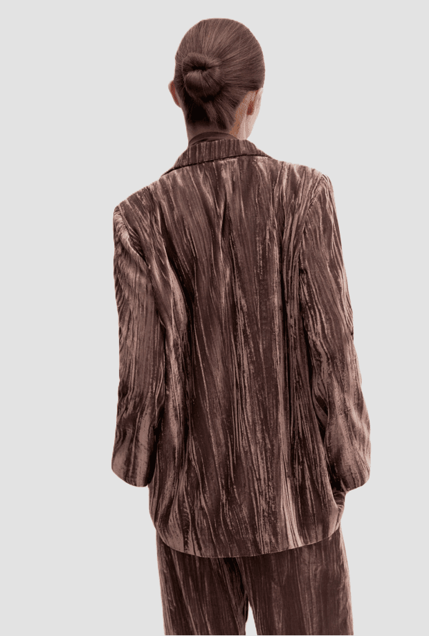 MARELLA giacca monopetto in velluto donna marrone - 3