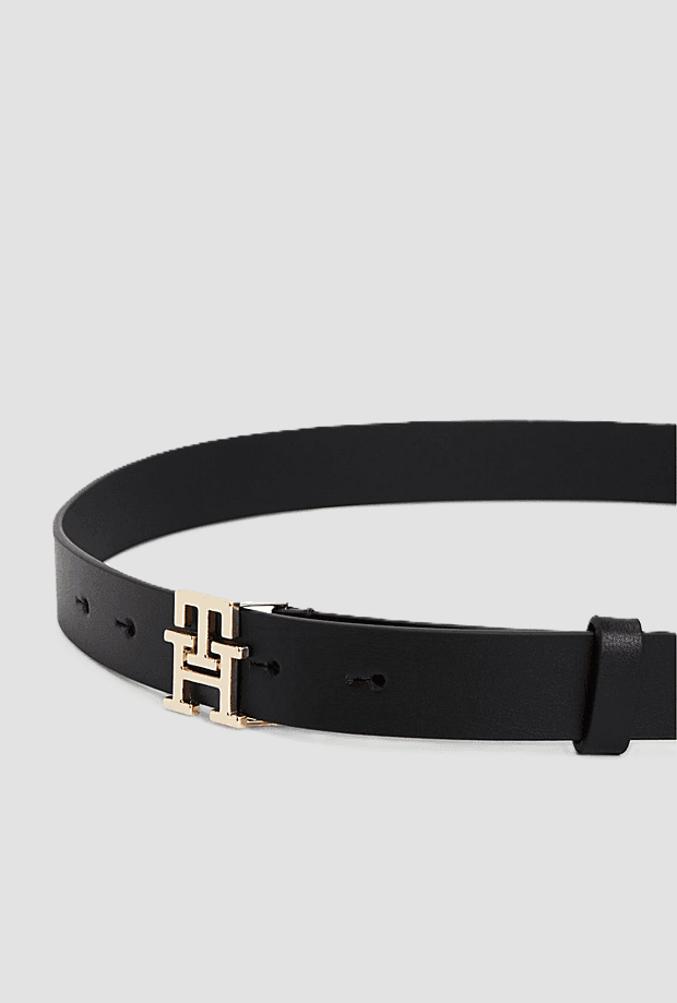 Tommy Hilfiger cintura in pelle con logo th da donna nero - 3