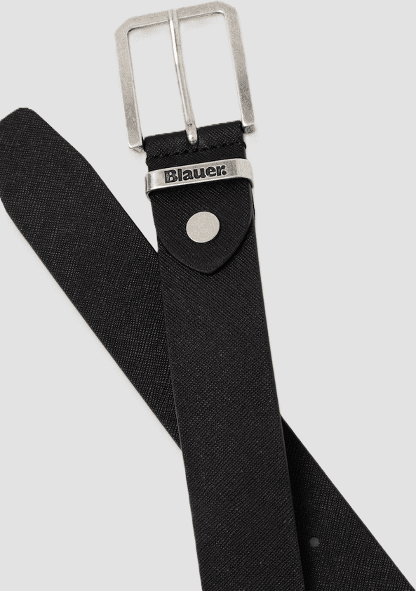 Blauer cintura in vera pella da uomo nero - 2