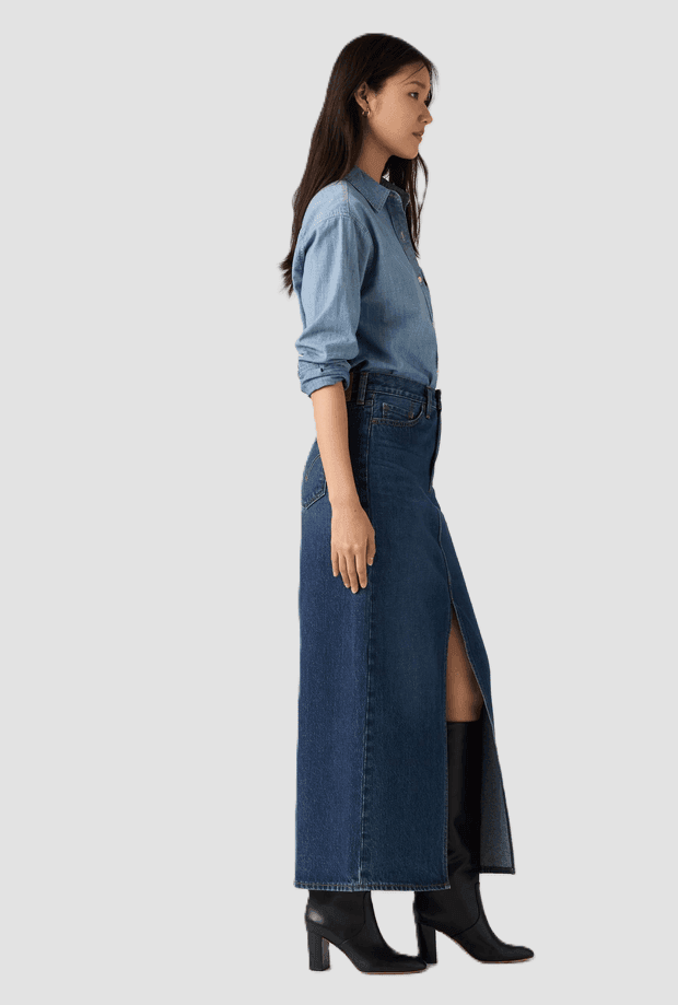 LEVI'S gonna in denim con spacco donna blu medio - 3