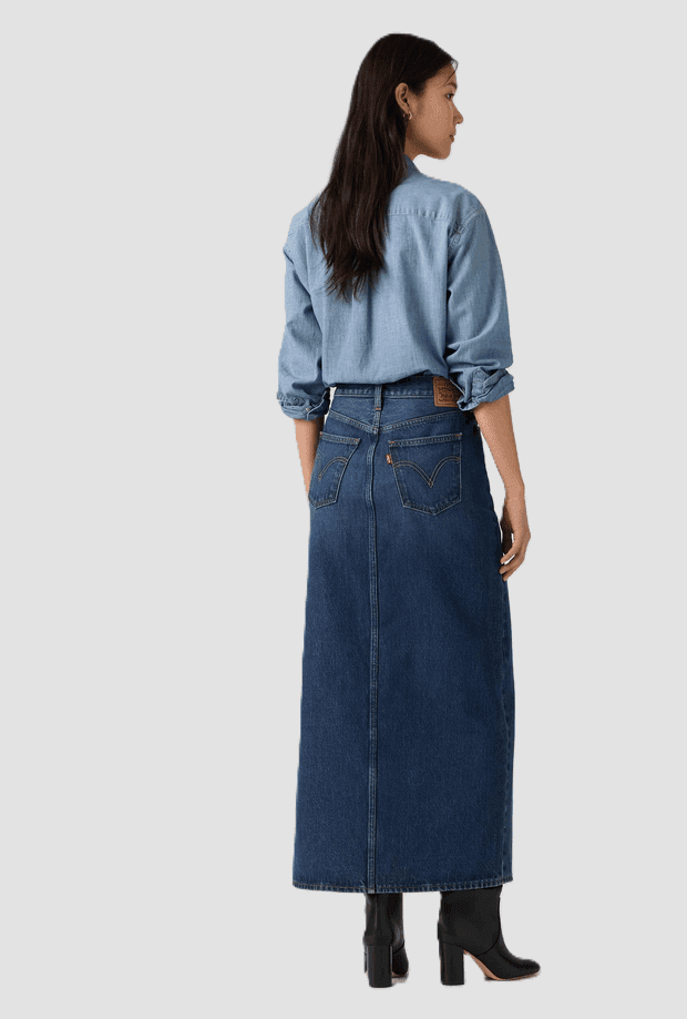 LEVI'S gonna in denim con spacco donna blu medio - 4