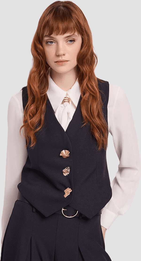 GAUDI gilet con bottoni gioiello donna blu scuro - 2