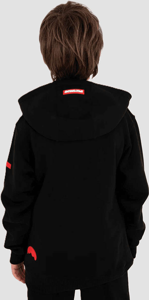 Sprayground felpa con cappuccio con patch rossa da bambino nero - 3