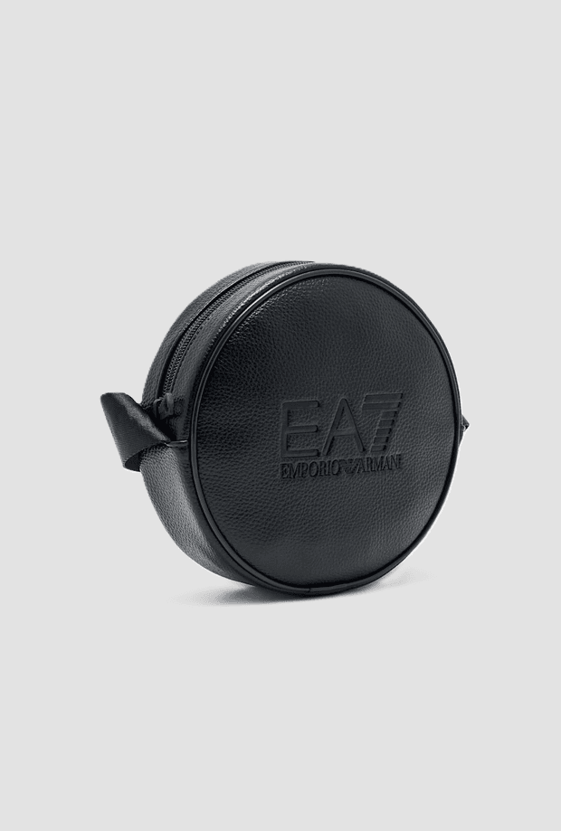 EA7 borsa rotonda con logo in rilievo da donna nero - 2