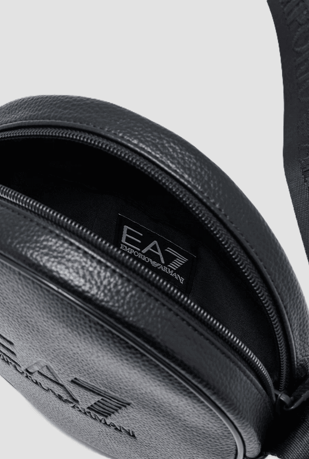 EA7 borsa rotonda con logo in rilievo da donna nero - 4