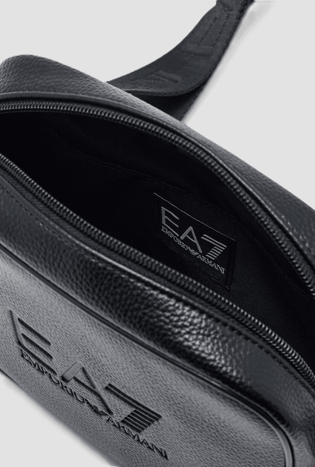 EA7 borsa a tracolla con logo in rilievo da donna nero - 3