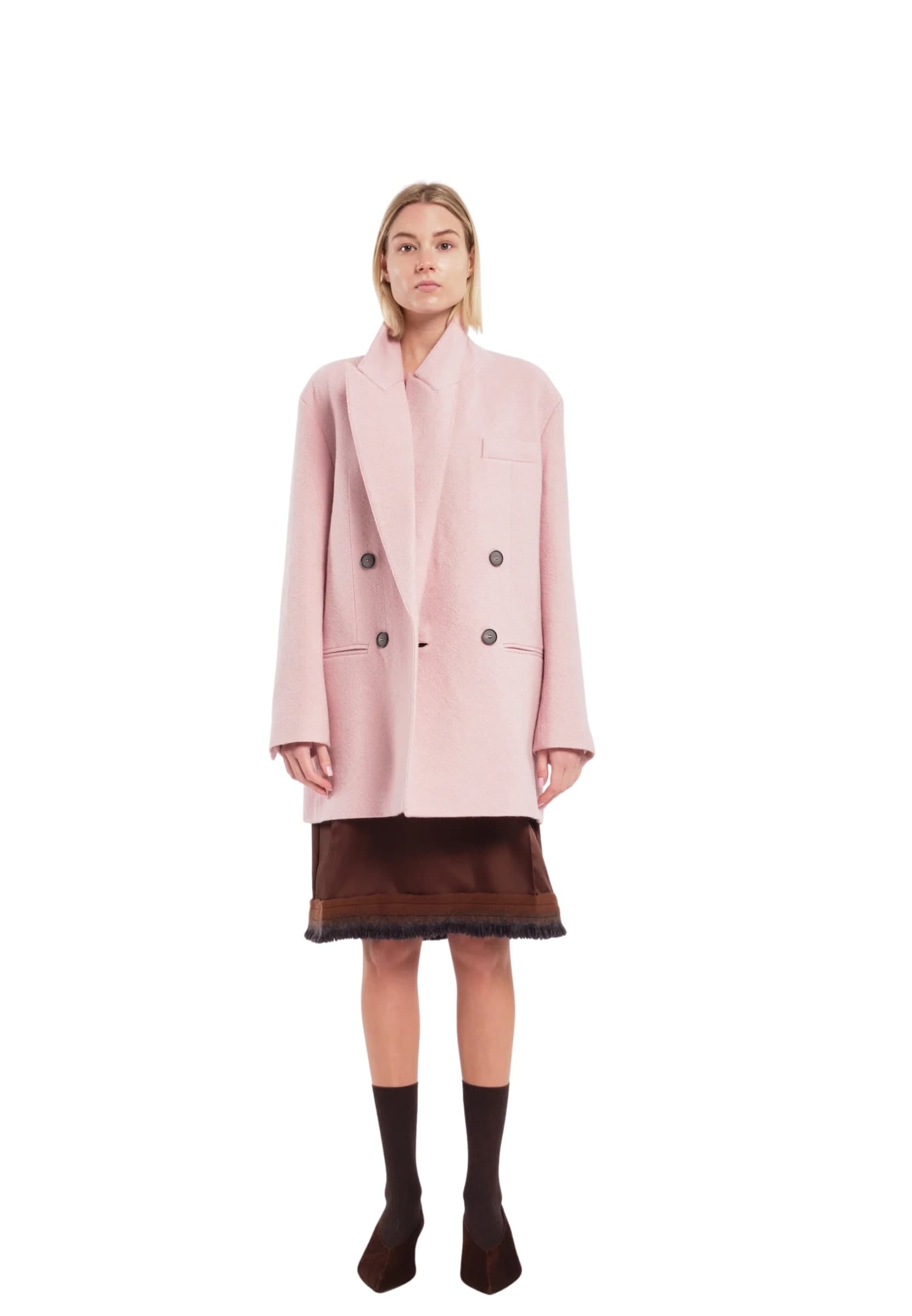 TELA GIACCA IN PANNO  doppiopetto in tweed spinato rosa - 3