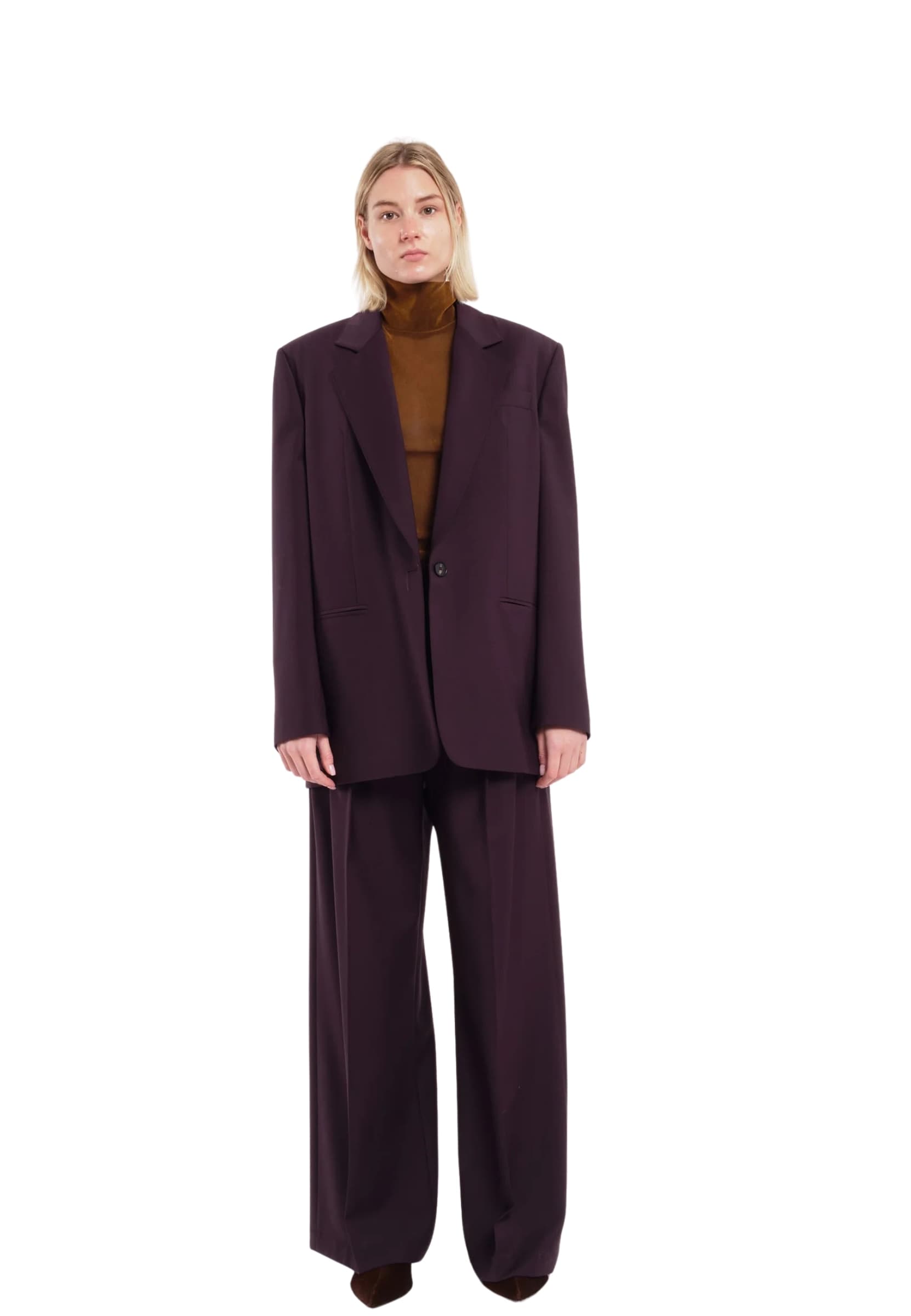 TELA Blazer sartoriale  monopetto viola scuro in lana tecnica - 3