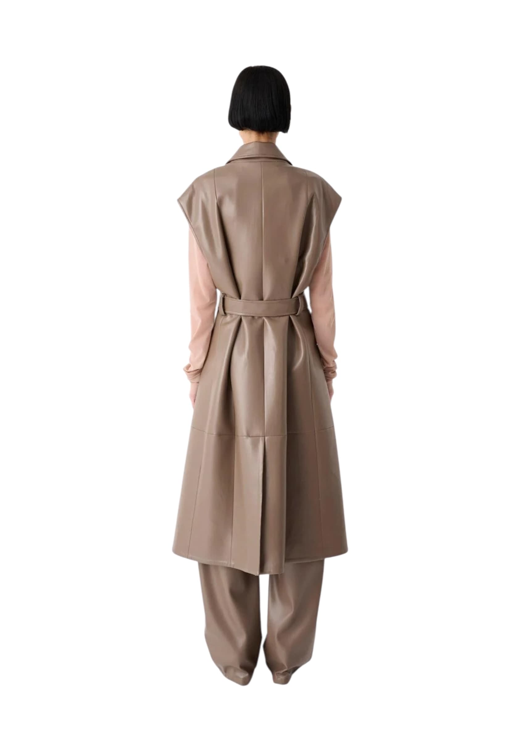 MEIMEIJ Gilet in ecopelle Donna  con cintura - 2