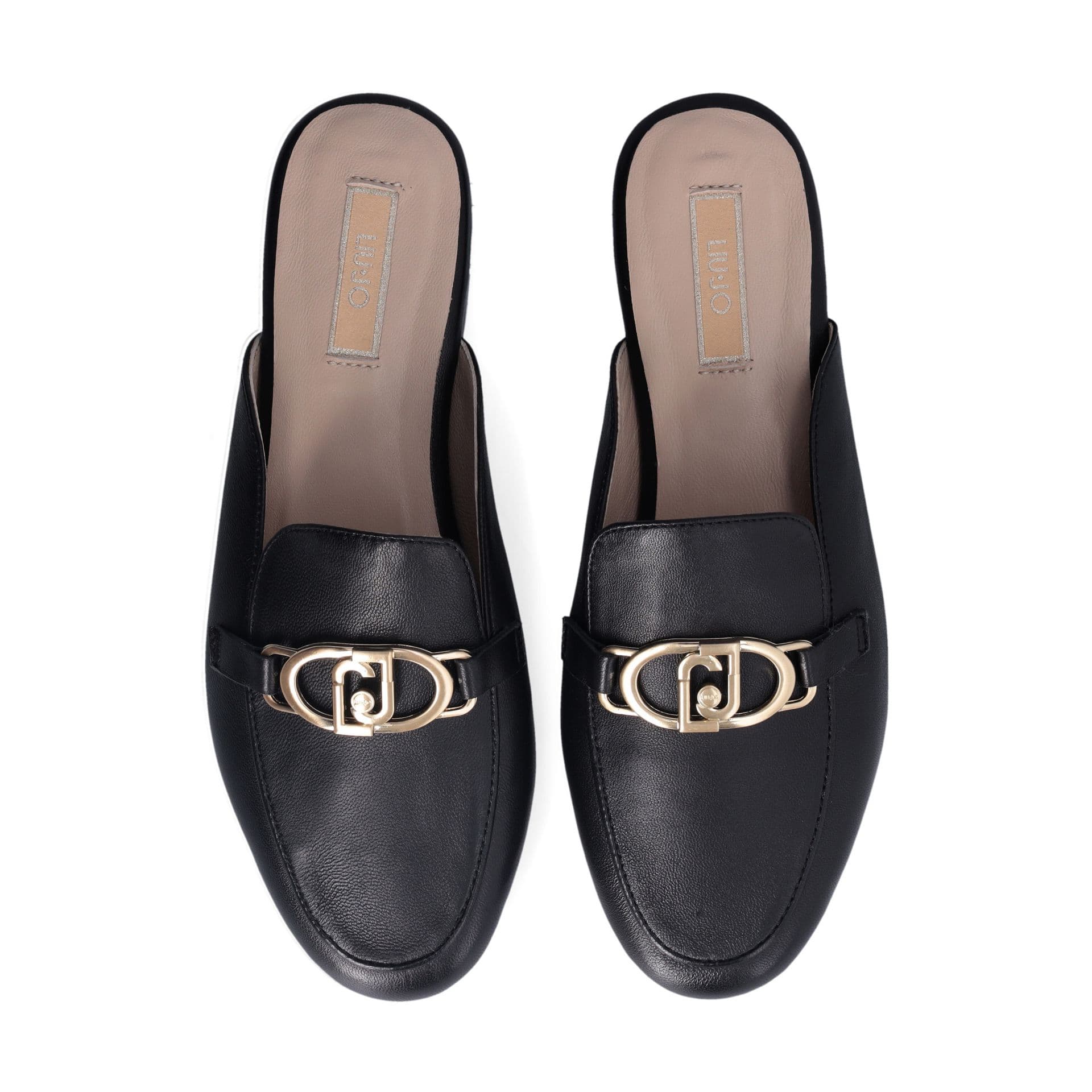 LIU JO Liu Jo Slippers Nere Emel in Pelle Nappa con Morsetto e Logo Metallico - 4