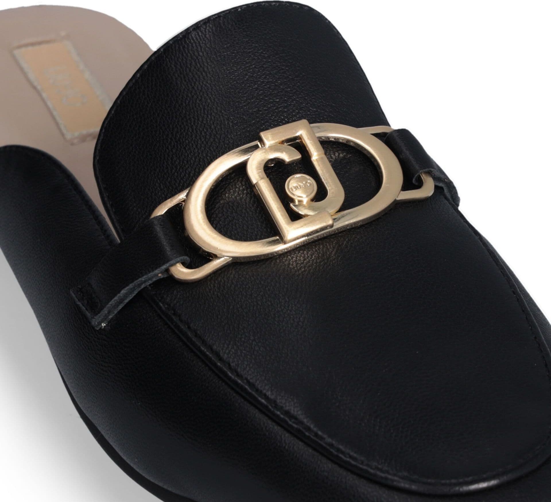 LIU JO Liu Jo Slippers Nere Emel in Pelle Nappa con Morsetto e Logo Metallico - 5