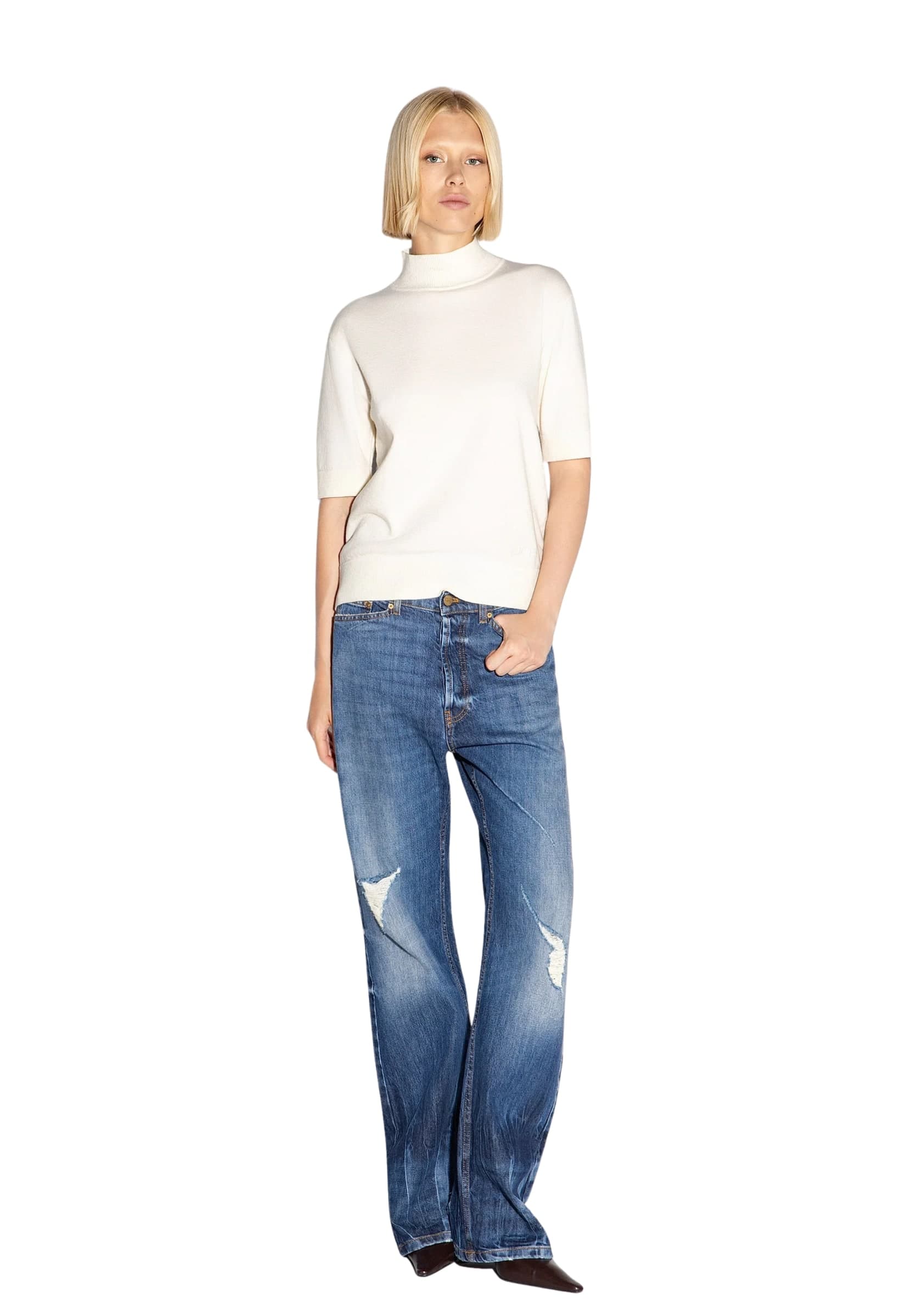 AKEP SOFT NINA Akep Pullover dolcevita ricamato manica corta - 2