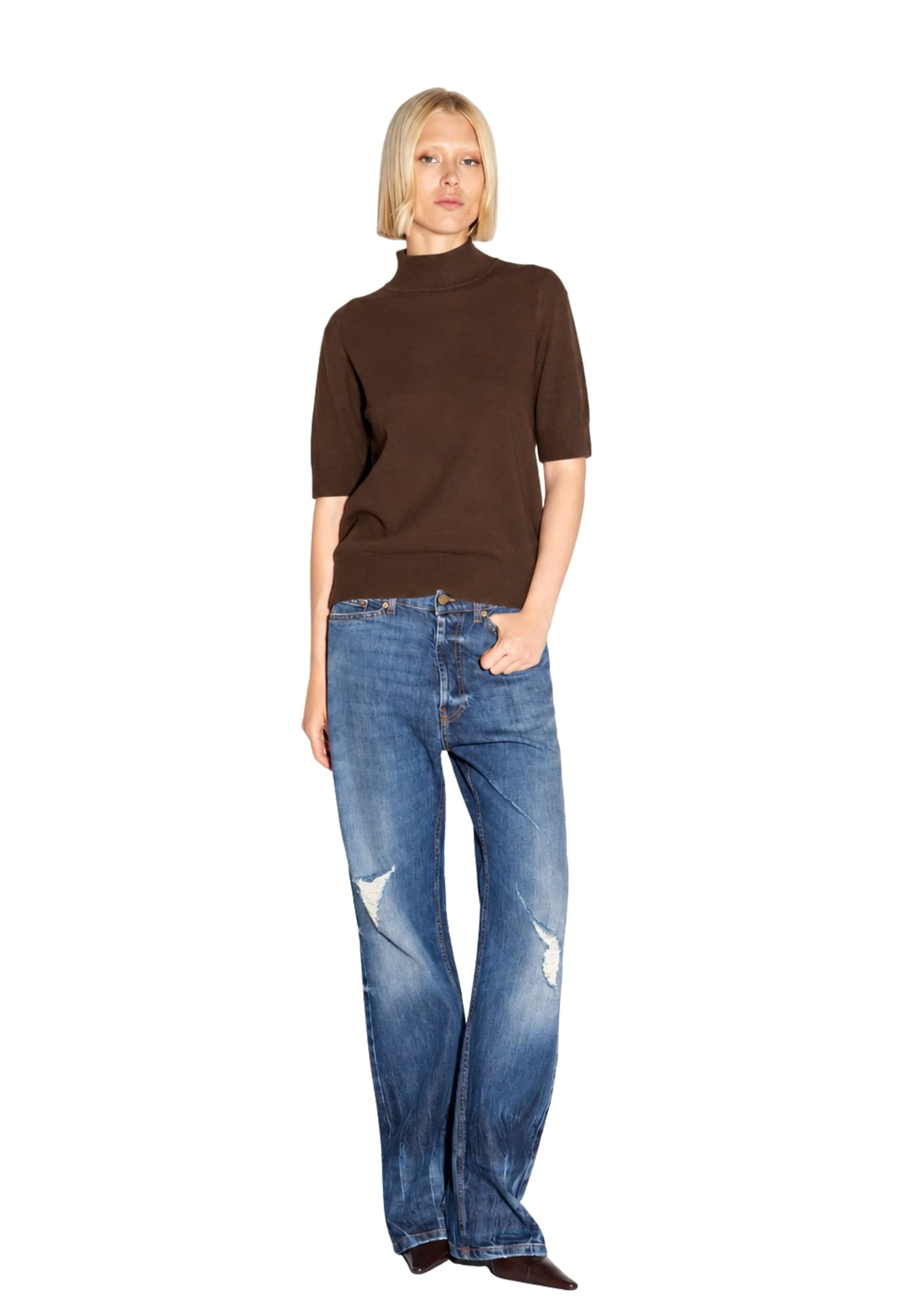 AKEP SOFT NINA Akep Pullover dolcevita ricamato manica corta - 2