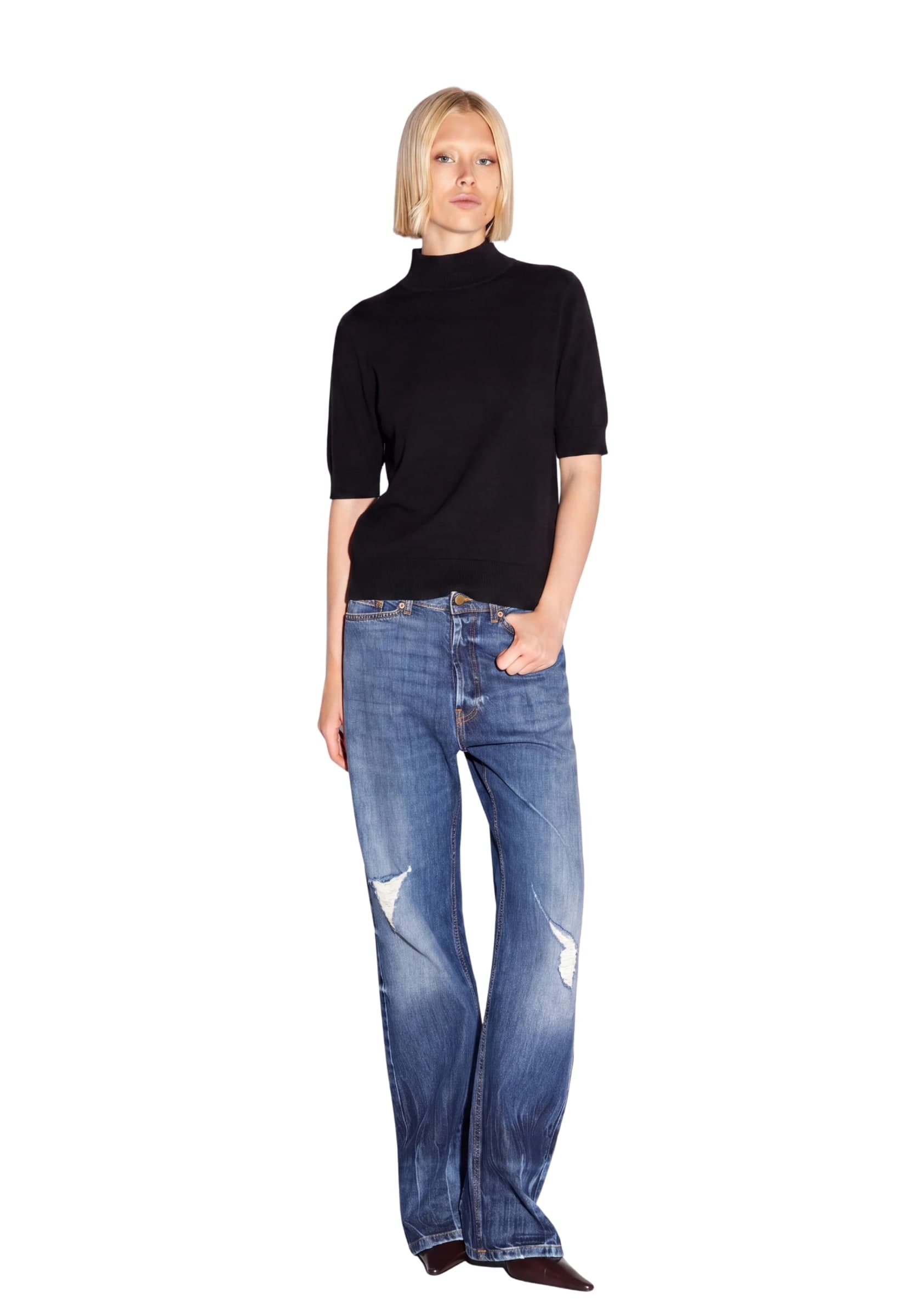 AKEP SOFT NINA Akep Pullover dolcevita ricamato manica corta - 2