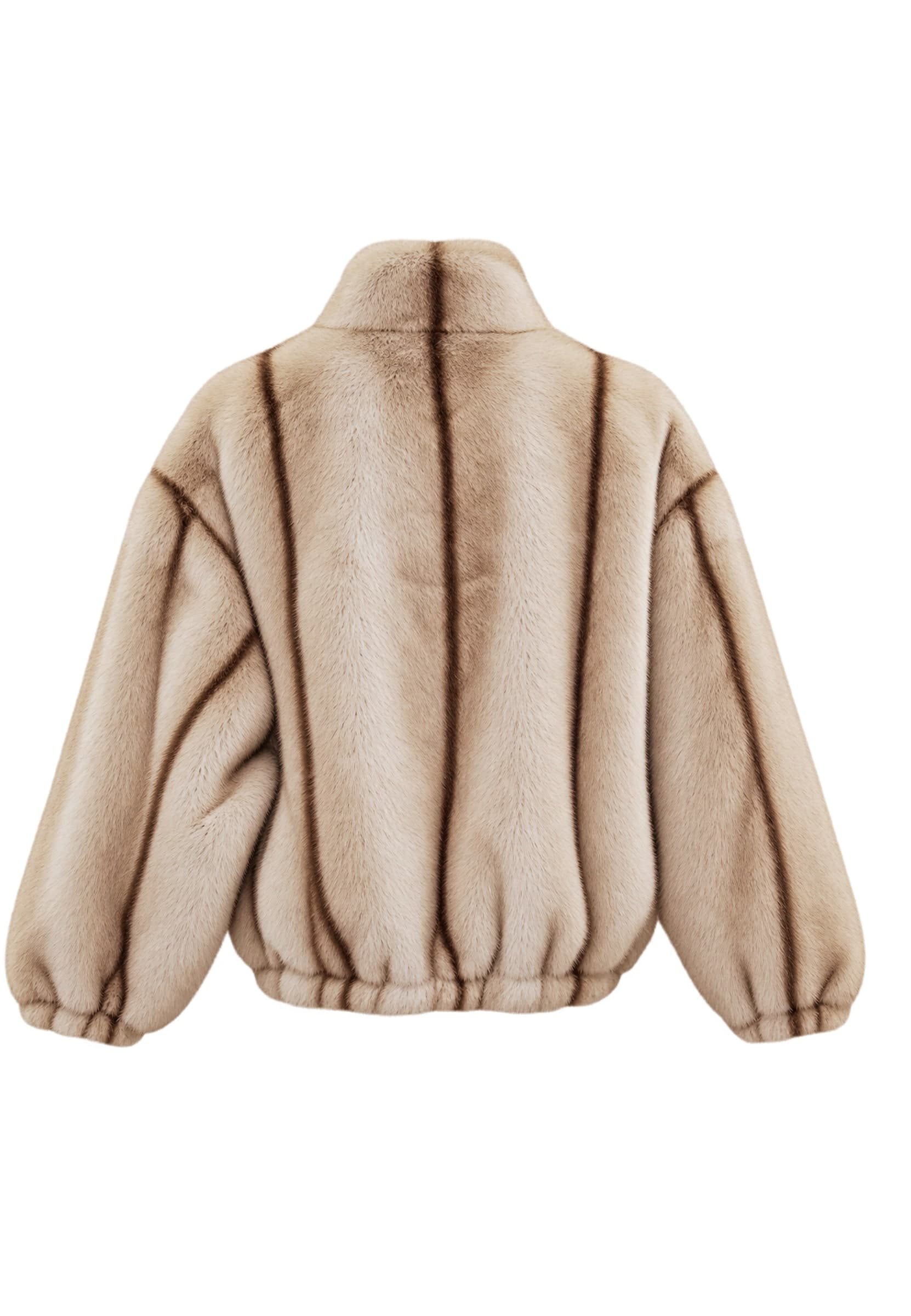 ZOE PARIS BOMBER CROPPED STAND COLLAR  PELLICCIA SINTETICA - 2