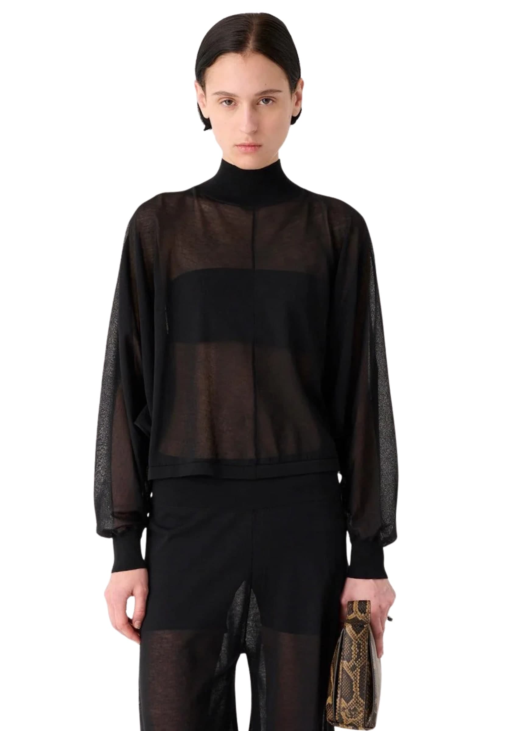 MEIMEIJ MAGLIA SEMI-TRASPARENTE A MANICHE AMPIE - 3