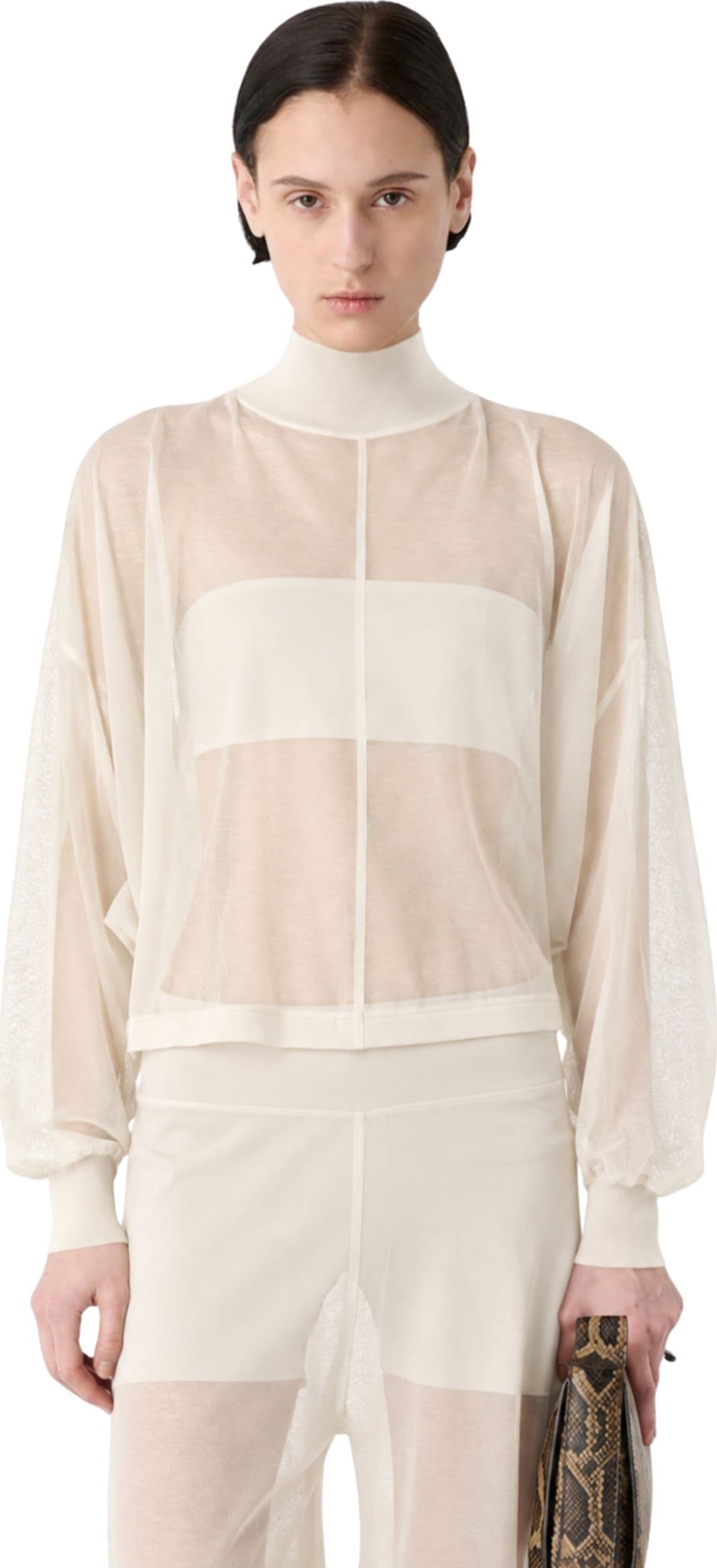 MEIMEIJ MAGLIA SEMI-TRASPARENTE A MANICHE AMPIE - 2