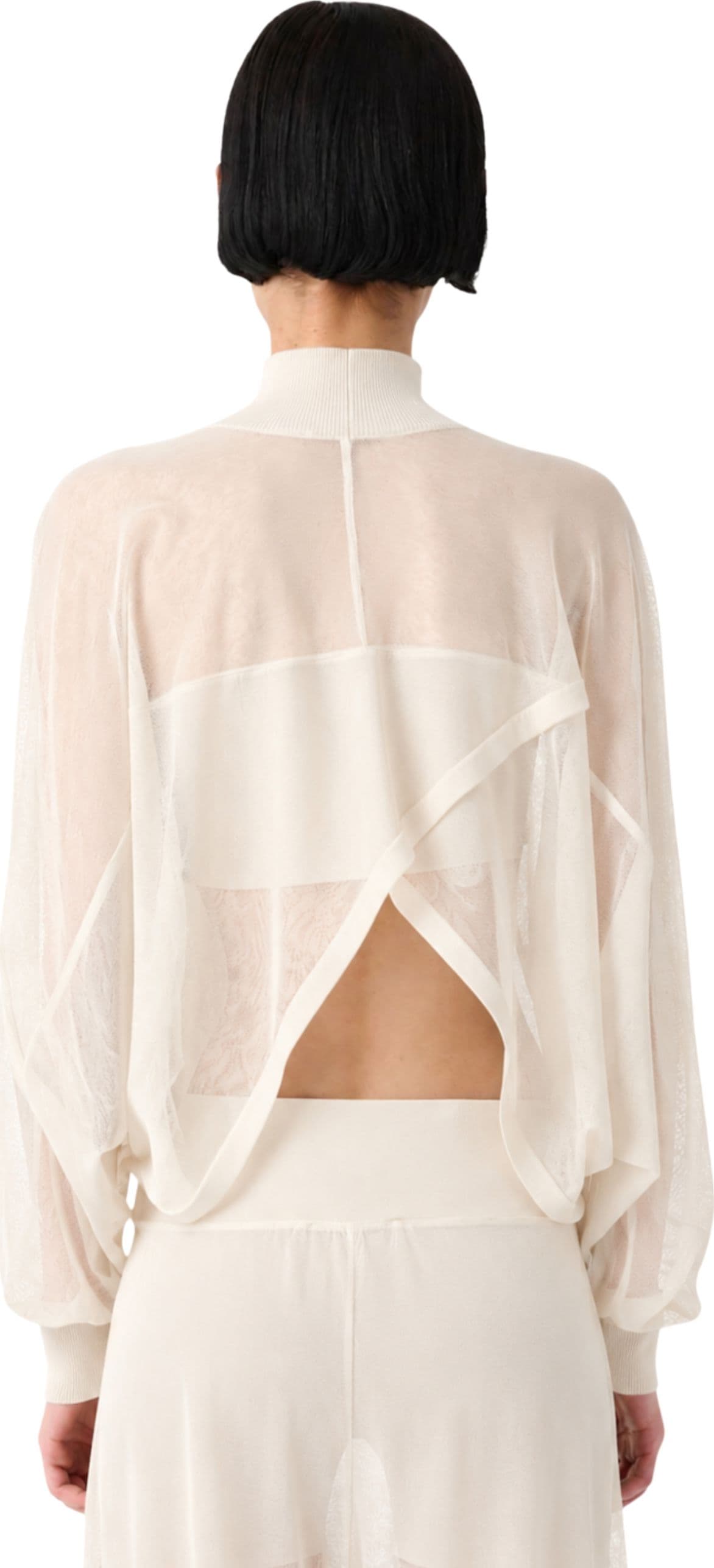 MEIMEIJ MAGLIA SEMI-TRASPARENTE A MANICHE AMPIE - 3
