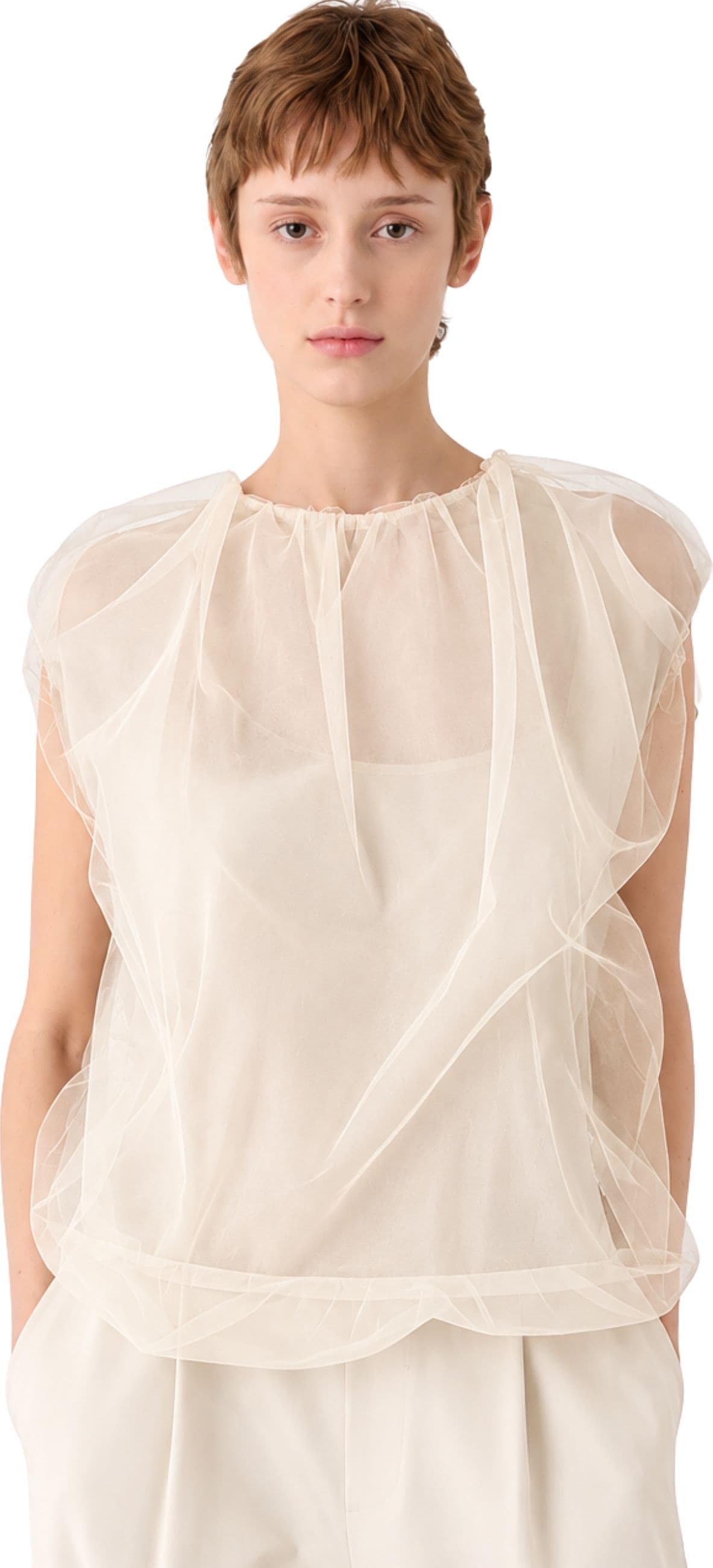 MEIMEIJ BLUSA A PALLONCINO IN MORBIDA LANA CON TULLE - 2