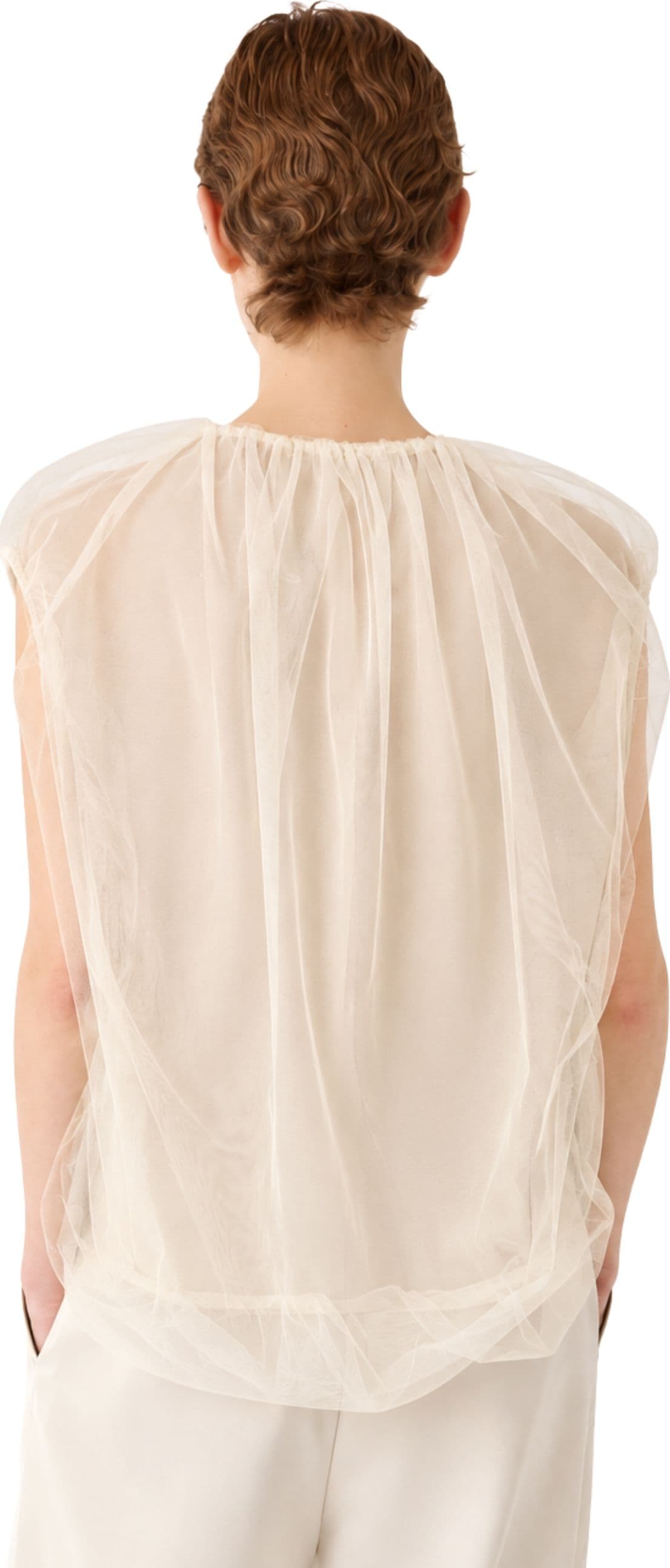 MEIMEIJ BLUSA A PALLONCINO IN MORBIDA LANA CON TULLE - 3
