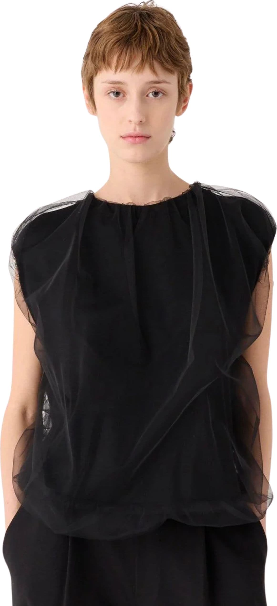 MEIMEIJ BLUSA A PALLONCINO IN MORBIDA LANA CON TULLE - 2