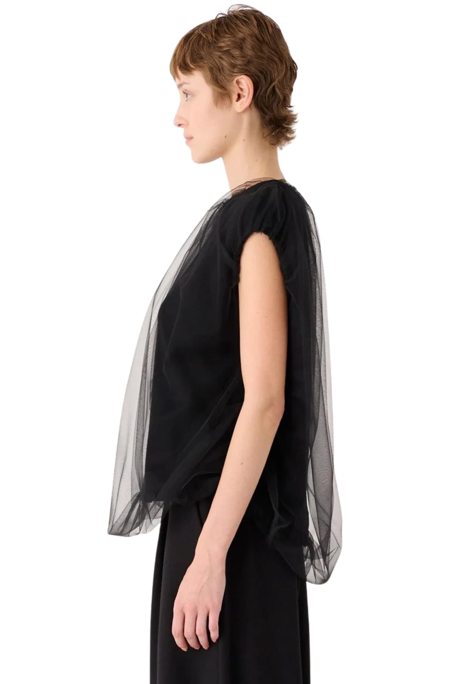MEIMEIJ BLUSA A PALLONCINO IN MORBIDA LANA CON TULLE - 3