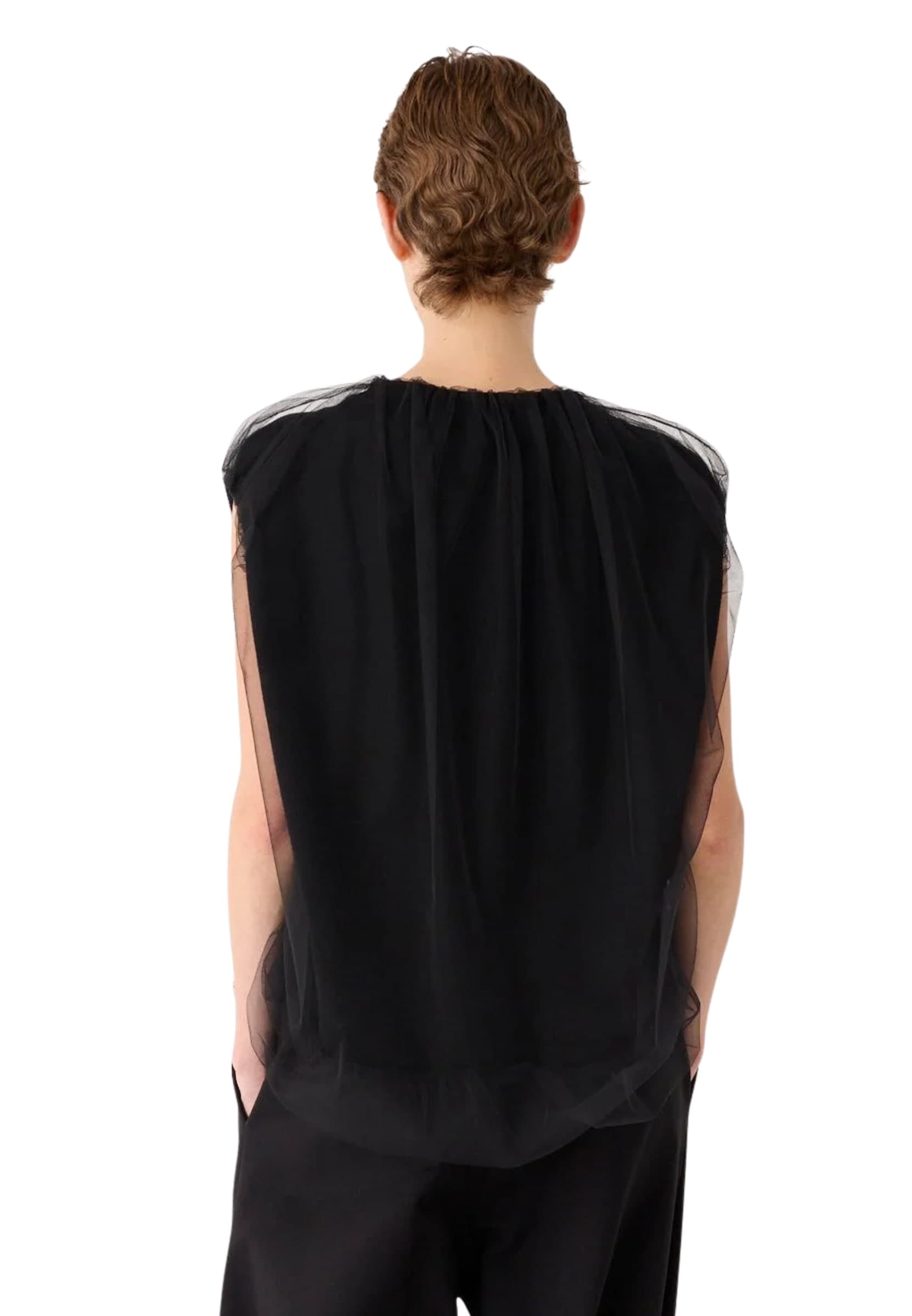 MEIMEIJ BLUSA A PALLONCINO IN MORBIDA LANA CON TULLE - 4