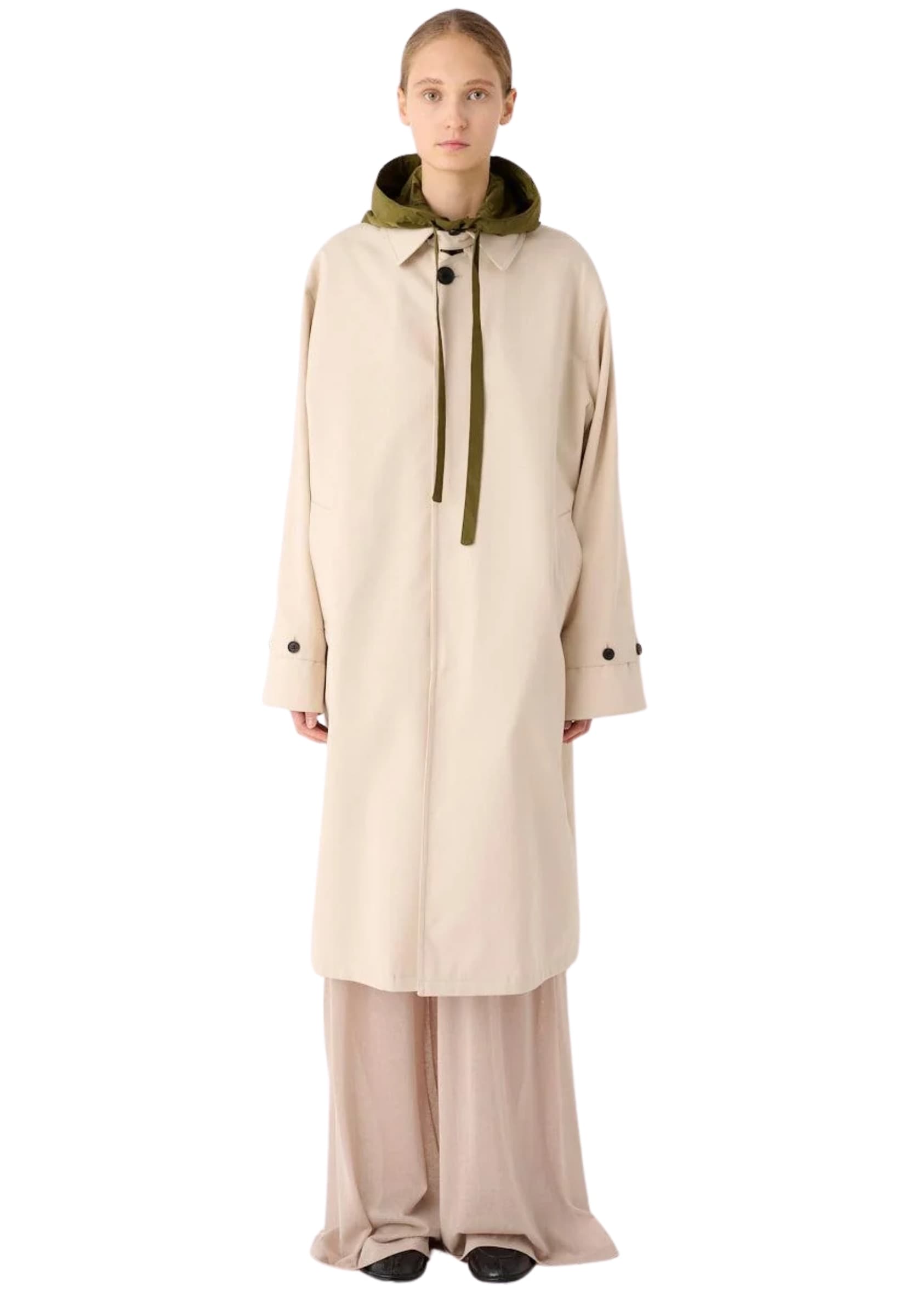 MEIMEIJ TRENCH LUNGO IN TESSUTO GABARDINA CON CAPPUCCIO STACCABILE - 2