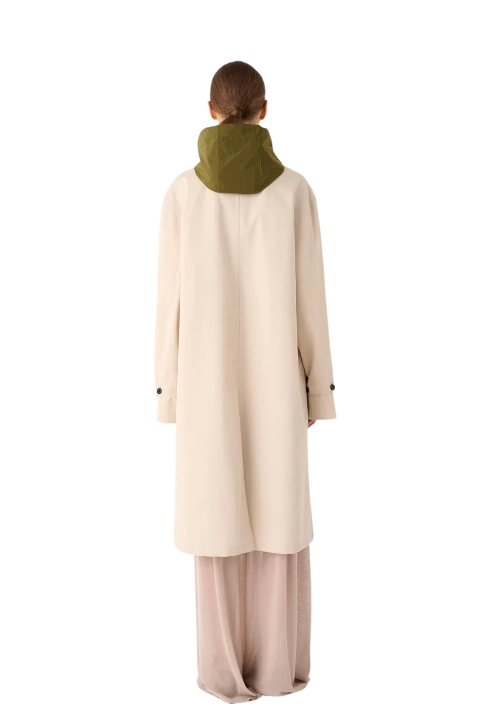 MEIMEIJ TRENCH LUNGO IN TESSUTO GABARDINA CON CAPPUCCIO STACCABILE - 3