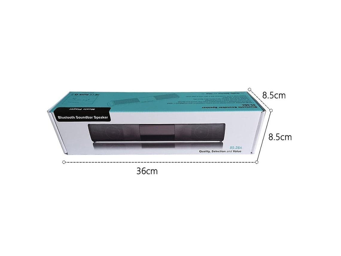 Soundbar 2.0 BS-28A Bluetooth 4.2 USB AUX MicroSD Radio FM Batteria 2000mAh Nero - 2