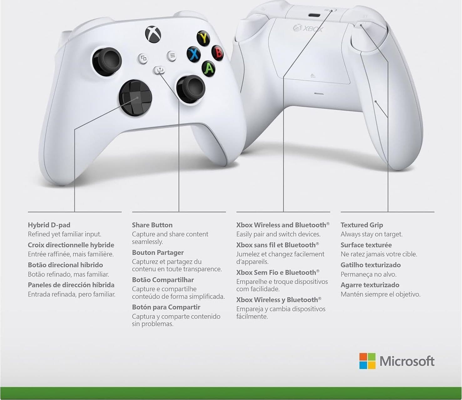 Microsoft Xbox Controller Wireless Robot White Series X|S One PC Bluetooth USB-C - 6