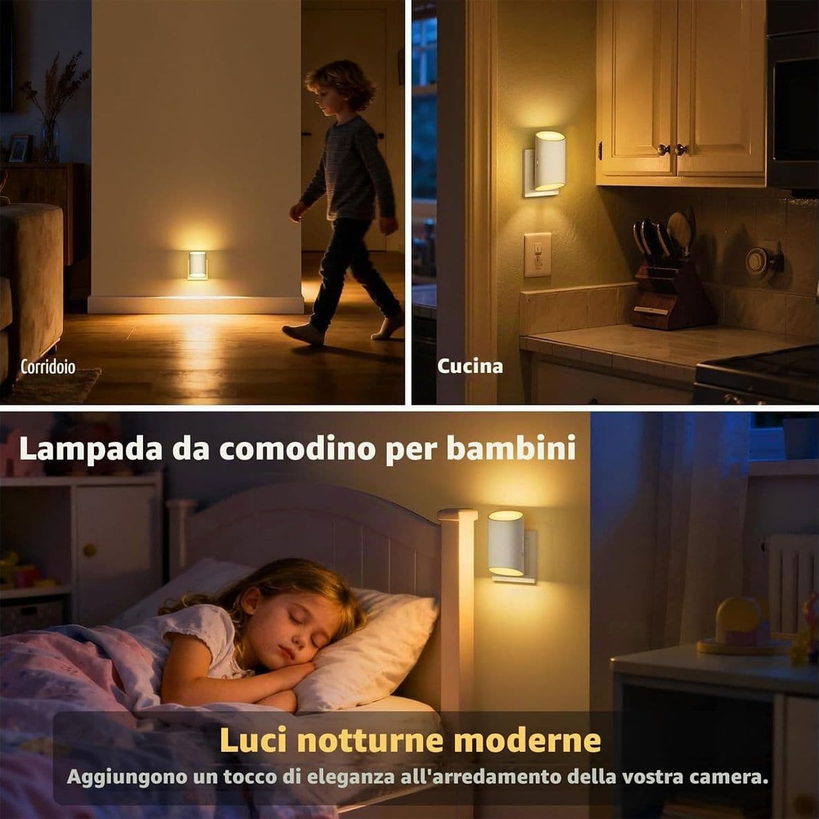 Suright Coppia di Luci Notturne LED da Presa con Sensore di Movimento e Crepuscolare Dimmerabile 1-100LM Luce Calda 3000K per Camera Bambini Scale e Corridoi - 5