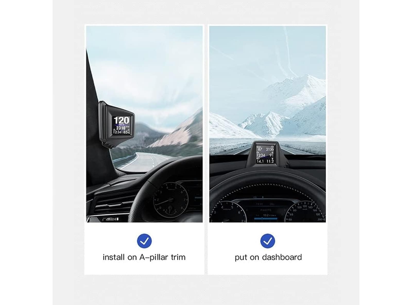 Tachimetro A401 HUD Multifunzione OBD2 + GPS Computer di Bordo Head-Up Display con Contagiri Pressione Turbo Olio RPM e Temperatura Acqua – Universale per Auto - 3