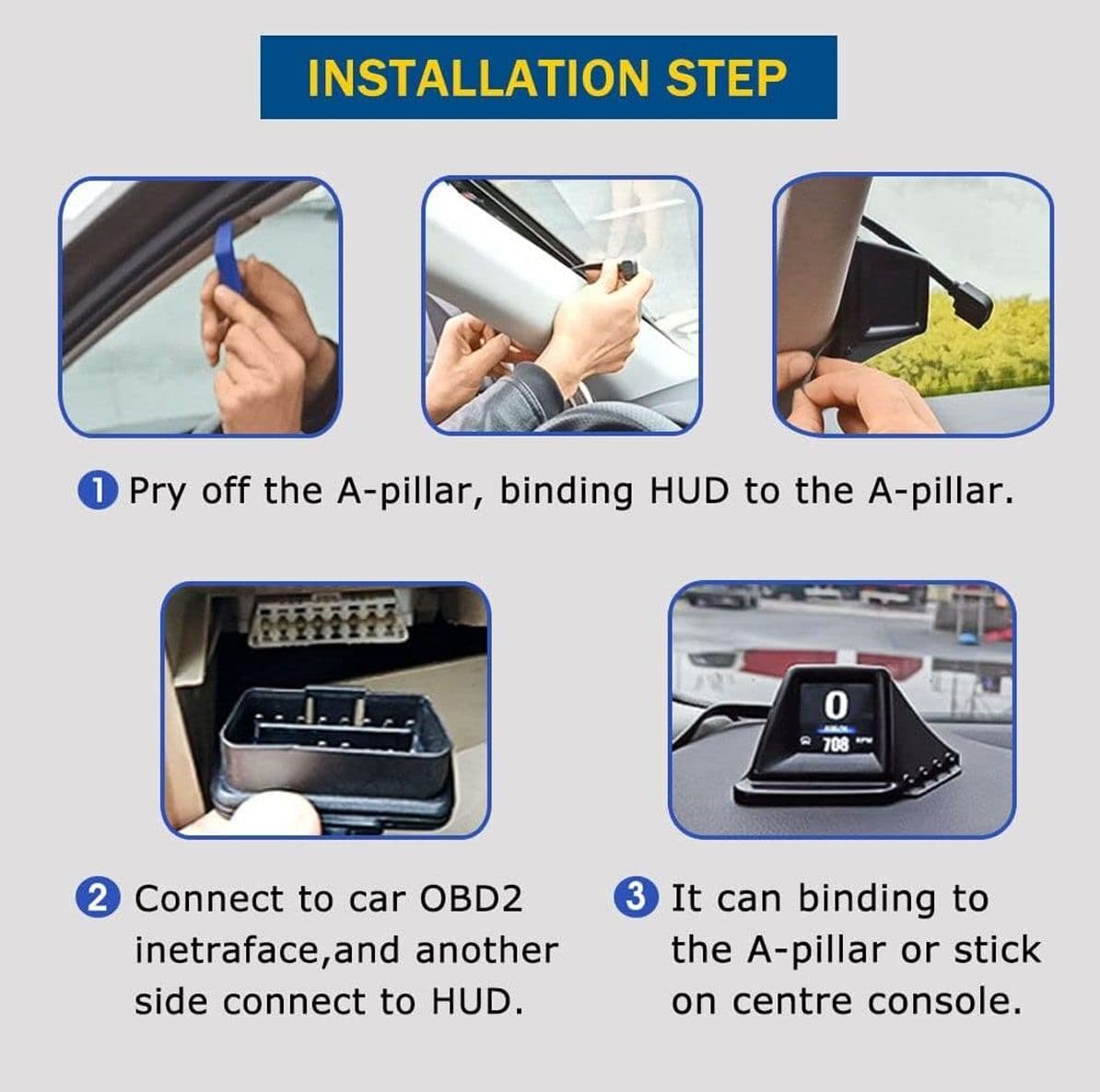 Tachimetro A401 HUD Multifunzione OBD2 + GPS Computer di Bordo Head-Up Display con Contagiri Pressione Turbo Olio RPM e Temperatura Acqua – Universale per Auto - 4