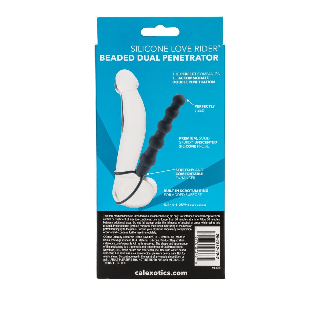 Guaina pene CalExotics Love Rider Dual Penetrator 14,5 cm Ø 2,5 cm silicone nero - 5