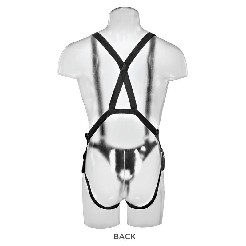 Strap-on Extreme XXXL King Cock Two Cocks One Hole Hollow 27,9 cm cavo con harness nero - 4