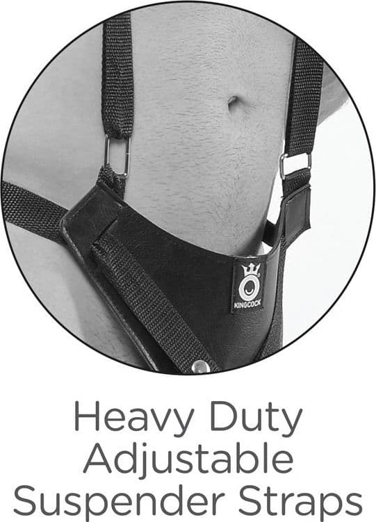 Strap-on Extreme XXXL King Cock Two Cocks One Hole Hollow 27,9 cm cavo con harness nero - 6