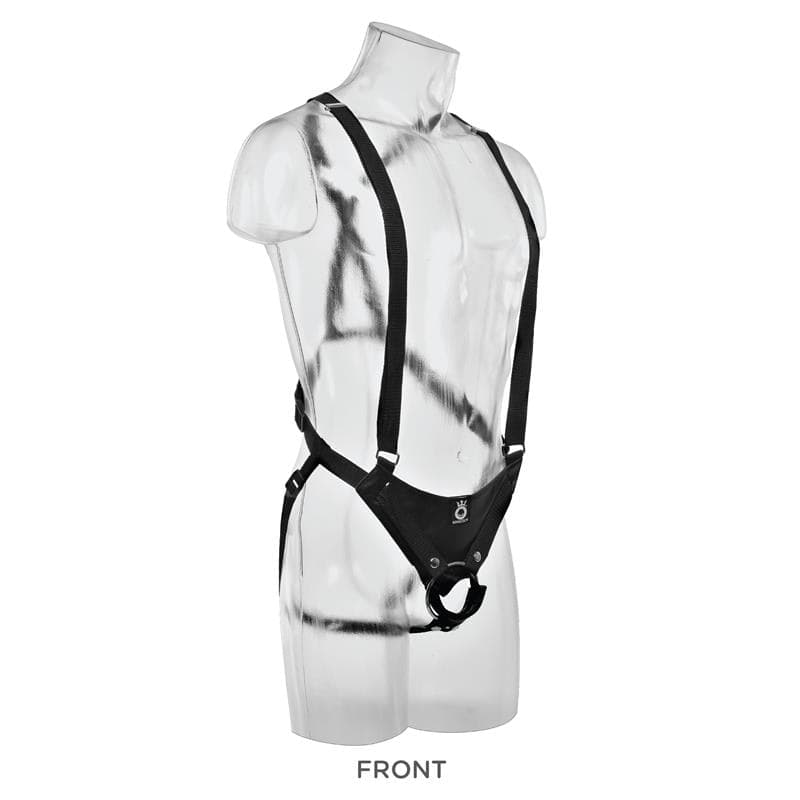 Strap-on Extreme XXXL King Cock Two Cocks One Hole Hollow 27,9 cm cavo con harness nero - 7
