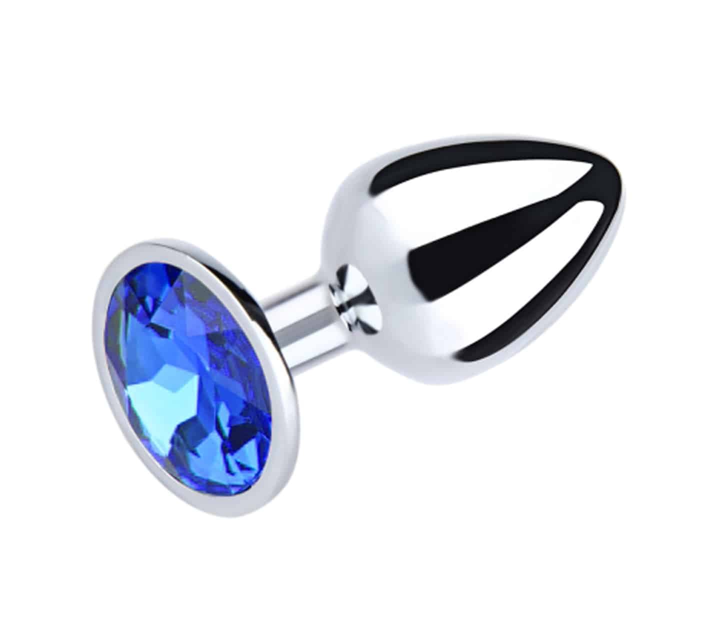 Plug anale Passion Labs Metallic Small 7 cm Ø 2,6 cm metallo con gemma blu - 2