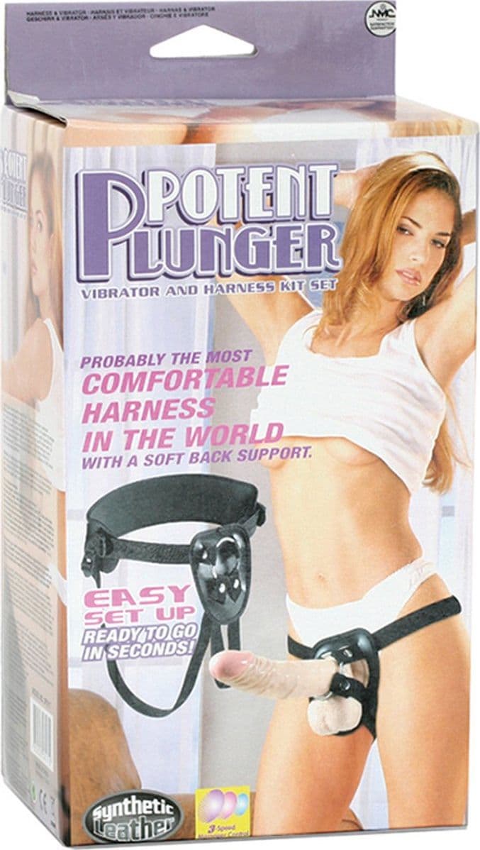 Strap-On Vibrante NMC Potent Plunger Dildo 20 cm Ø 4,3 cm Ventosa Harness Regolabile - 4
