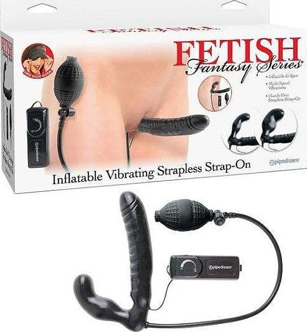 Strap-On Strapless Pipedream Fetish Fantasy Gonfiabile Vibrante Nero 16,5 cm PD3956-23 - 2