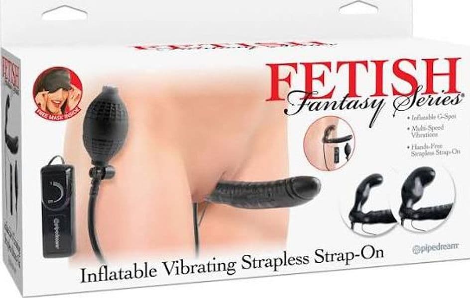 Strap-On Strapless Pipedream Fetish Fantasy Gonfiabile Vibrante Nero 16,5 cm PD3956-23 - 3