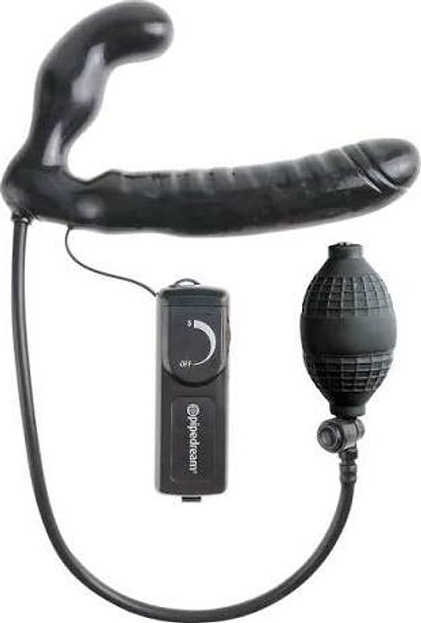 Strap-On Strapless Pipedream Fetish Fantasy Gonfiabile Vibrante Nero 16,5 cm PD3956-23 - 5
