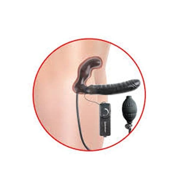 Strap-On Strapless Pipedream Fetish Fantasy Gonfiabile Vibrante Nero 16,5 cm PD3956-23 - 6