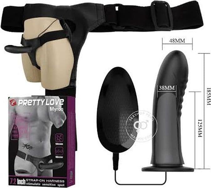 Strap-On Vibrante Pretty Love Myron Dildo Cavo 18,5 cm Ø 4,8 cm Harness Regolabile BW-022056 - 3