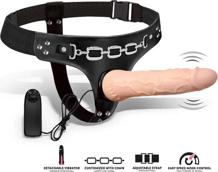 Strap-On Vibrante Latetobed Ribbo Dildo Realistico 19 cm Ø 4 cm Telecomando Harness LT-733 - 6