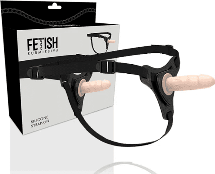 Strap-On Fetish Submissive Silicone Realistico 16 cm Inseribile 12,5 cm Harness Regolabile D-221306 - 7