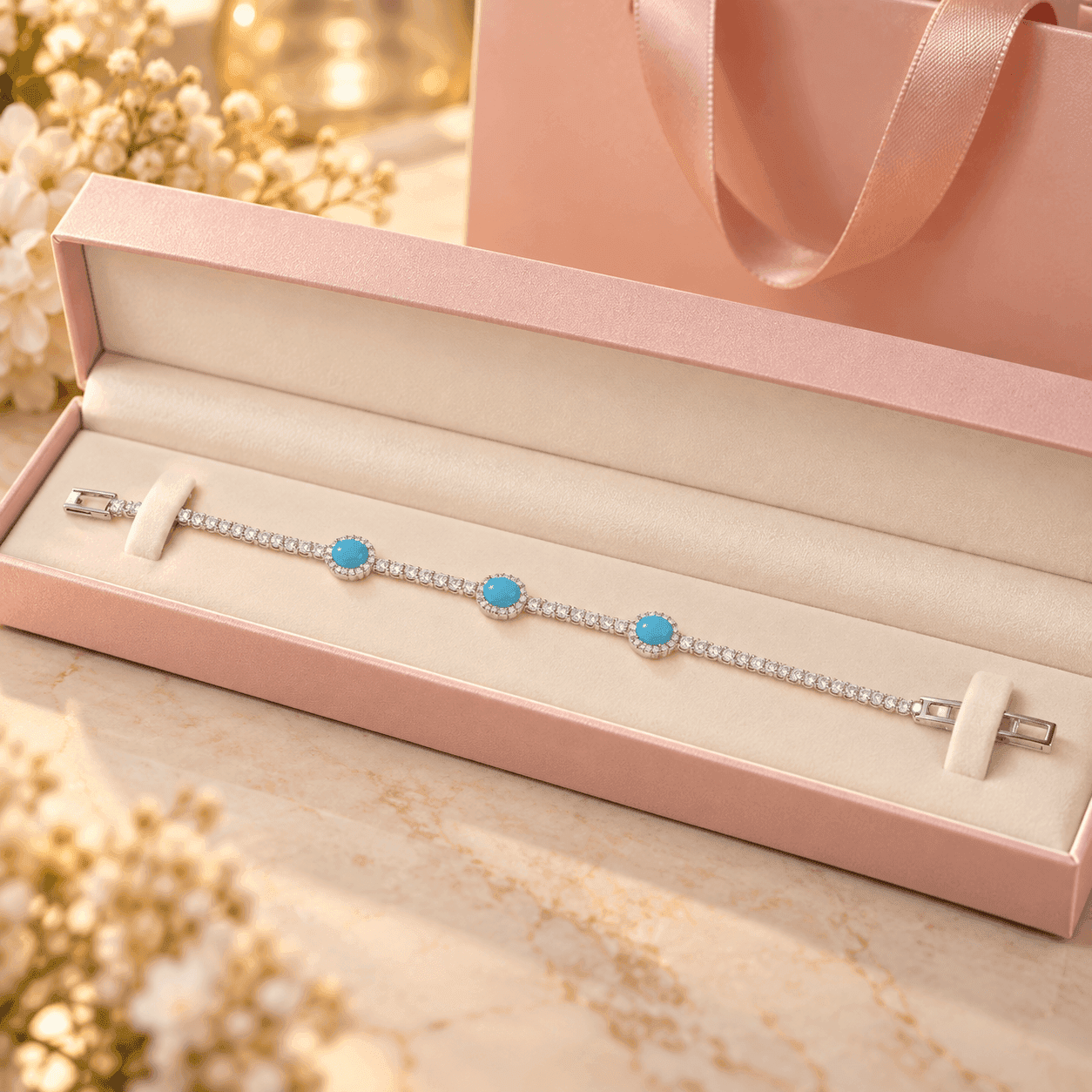 Alba Bijoux – Bracciale Tennis Azzurra - 4