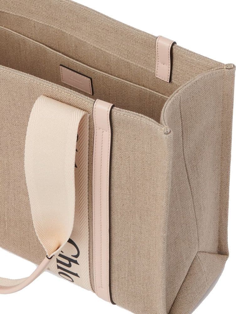 Chloé Beige Linen Tote Bag - 3